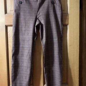 Brown plaid ankle pants